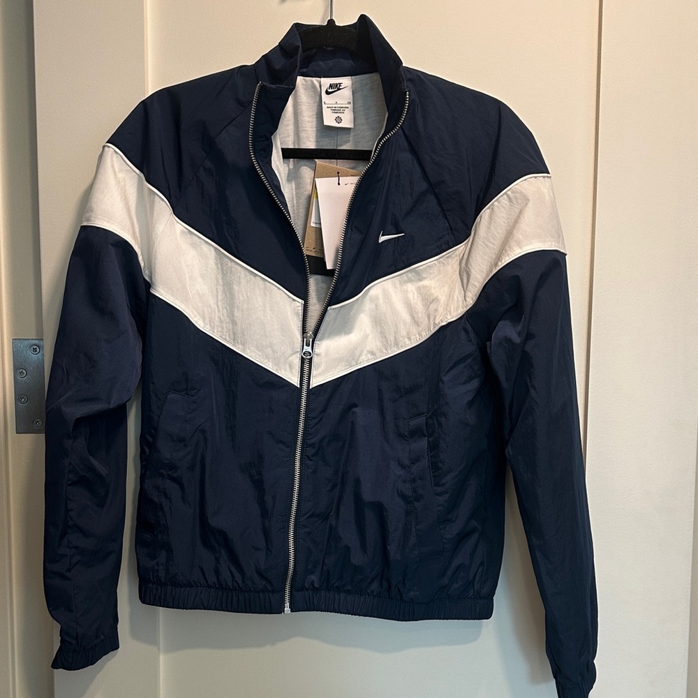 Nike Navy and White Windbreaker